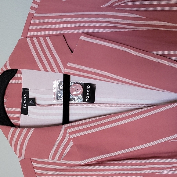 Torrid Workplace Siren striped mauve boyfriend blazer NWT size 0 - Picture 4 of 9